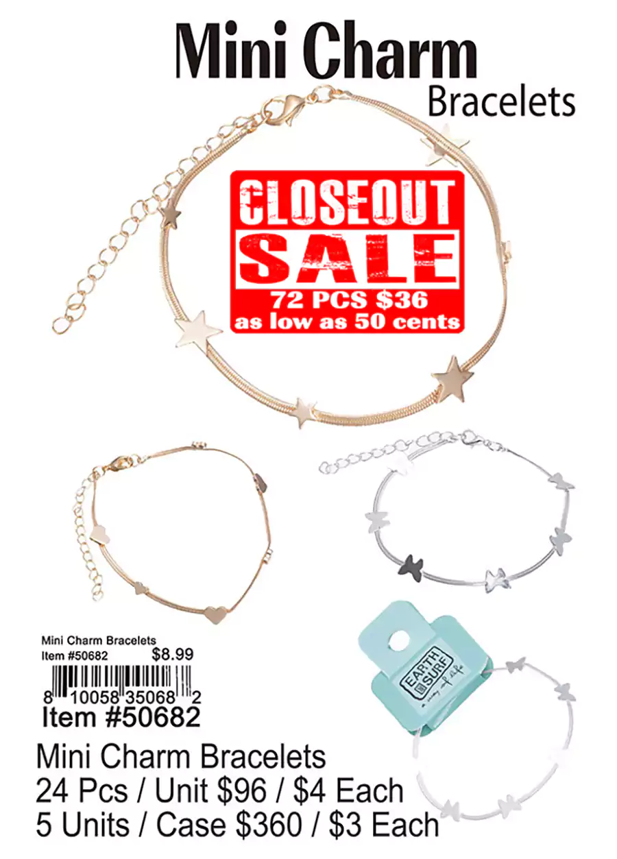 Mini Charm Bracelets - Closeout 72 Pcs.